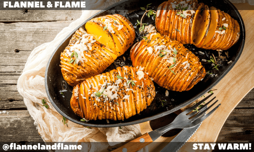 Easy Hasselback Potatoes in a Camp Dutch Oven Flannel & Flame