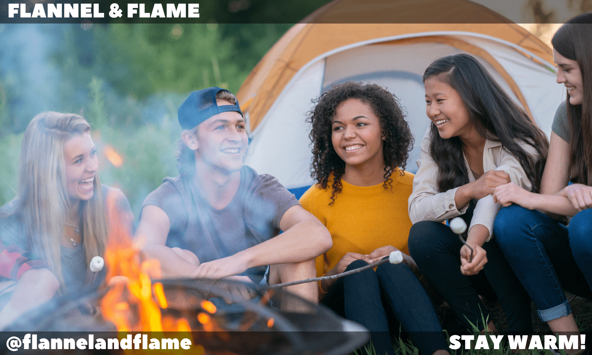 Friends around a campfire